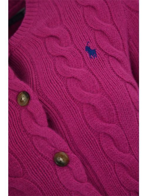 Cardigan a trecce in lana e cashmere Pink POLO RALPH LAUREN | 211972104006